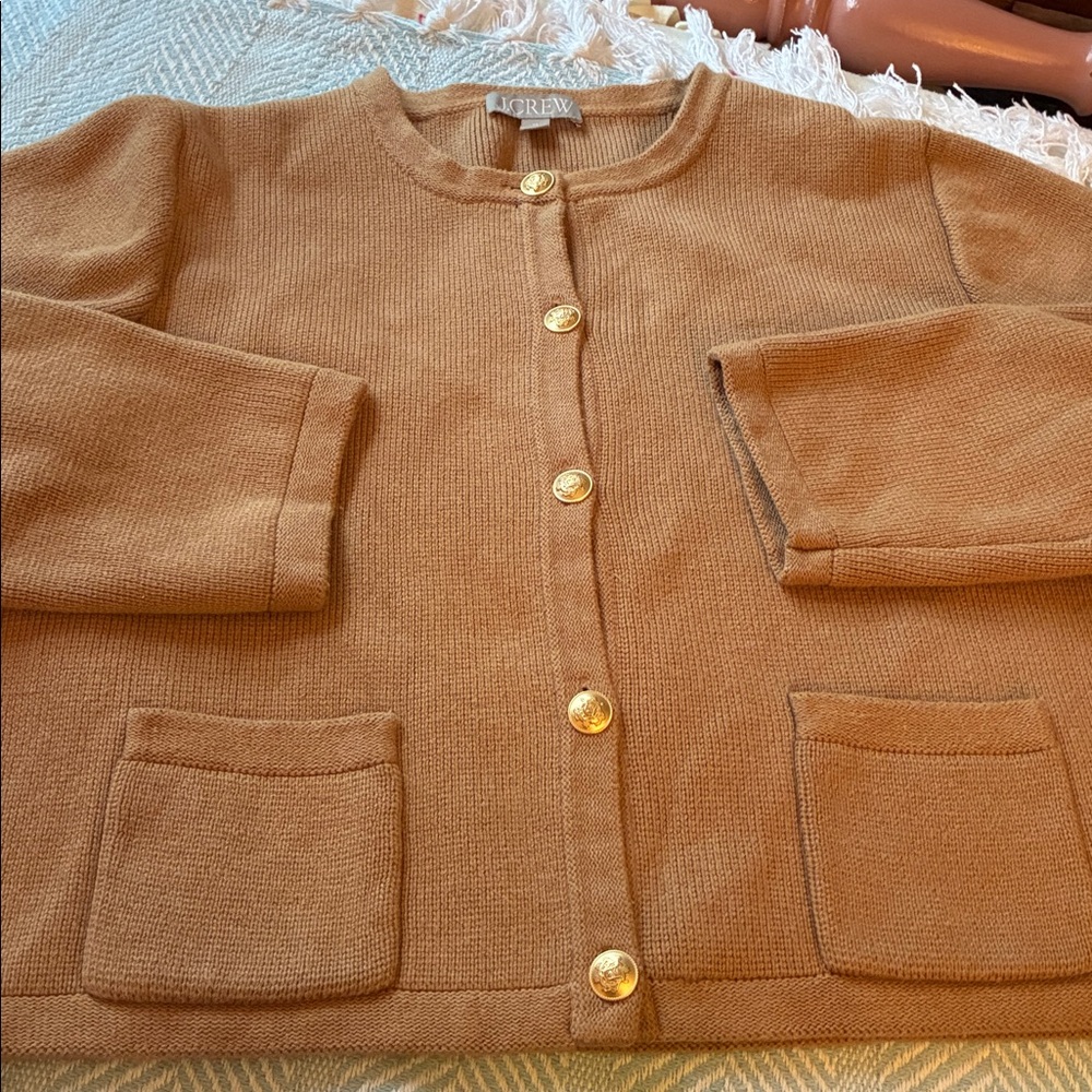 JCrew Emilie patch-pocket sweater lady jacket in heather acorn - Picture 4 of 10